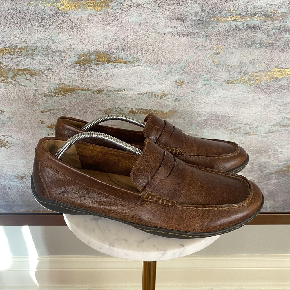 Born Shoes Mens Size 11 Brown Leather Penny Loafers Slip On Casual Comfort - Picture 2 of 11